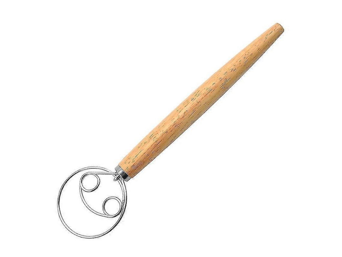 Batedor De Farinha Em Aço Inoxidável Com Cabo Madeira E Espiral