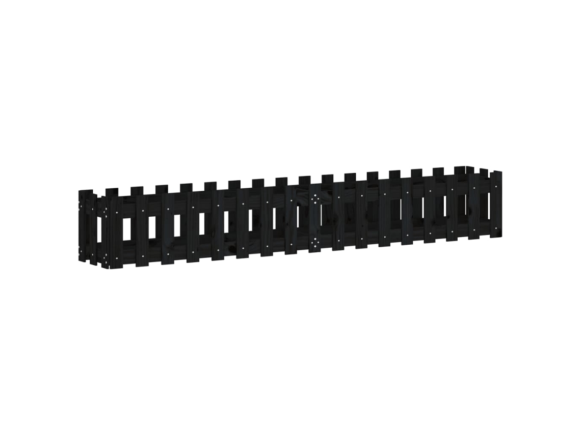 Canteiro elevado de jardim VIDAXL Preto Madeira de pinho (200x30x30cm)