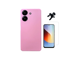 Kit Vidro Temperado Cleargorilasglass Capa Proteção Silicone Suporte Reforçado Para Xiaomi Redmi A7 4g - Rosa