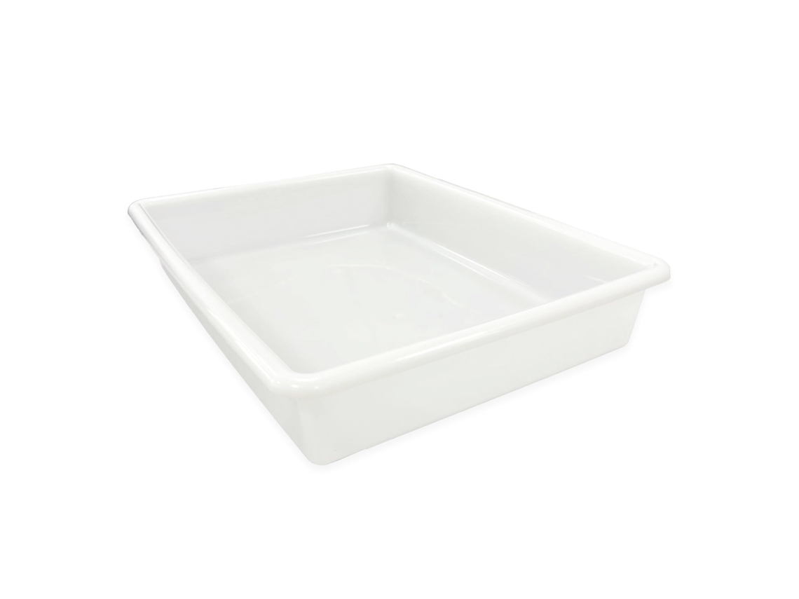 Pack 3 Bandejas Brancas Uso Alimentar: 10,7l Sem Bpa (47,5 X 35,8 X 8,4 Cm) - Restaurantes, Refeitórios, Talhos, Peixarias, Cozinhas, Catering