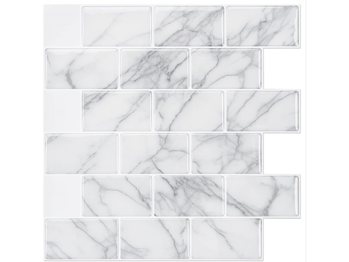 Lurelia Azulejo Adesivo Folhas Mármore Cozinha 3d Autoadesivo Anti-humidade Cinzento 10 Unidades 30,5x30,5 Cm Banho Sala