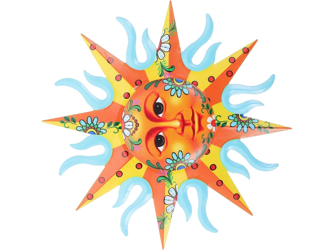 Decoração De Parede Em Forma De Sol De Ferro Laranja Para Uso Externo E Em Restaurantes.