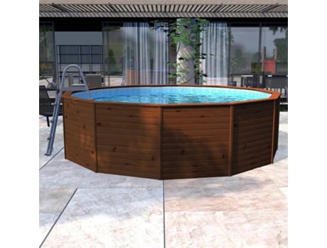 Piscina De Madeira Com Painéis Com Limpadores De Areia 375 127 Cm E Escada