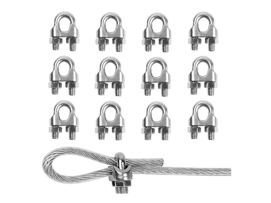 12 grampos de cabo de aço galvanizado M3 com fixador resistente