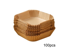 Papel Descartável Para Fritadeira A Ar, 16 Cm, 100 Unidades, Cor Natural.