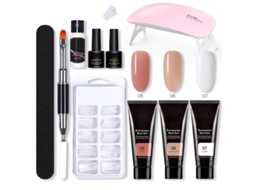 Kit de gel para unhas Rebe-kit com lâmpada e ferramentas, 11 peças, para iniciantes e salões de beleza.