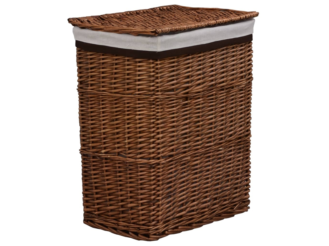 Vidaxl Cesto De Roupa Suja Salgueiro Castanho
