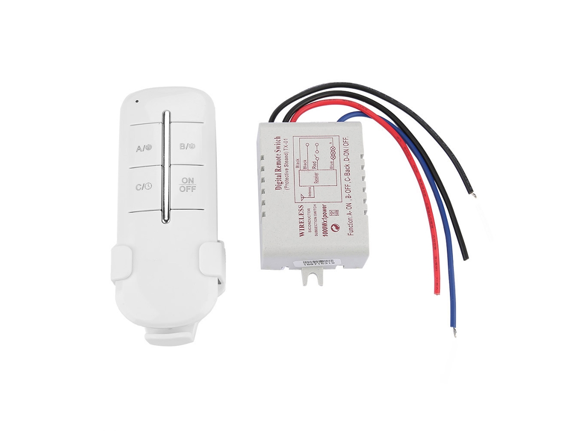 Interruptor De Luz Sem Fio Com Controle Remoto Rf Ca180-240v (1 Via 1000w)