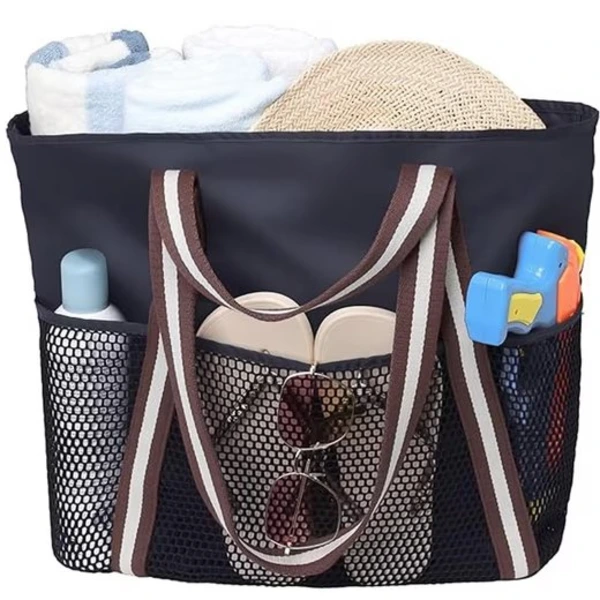 Bolsa de Praia Impermeável Feminina / Extragrande com Zíper para Viagens, Piquenique e Preta AQUAFORGE