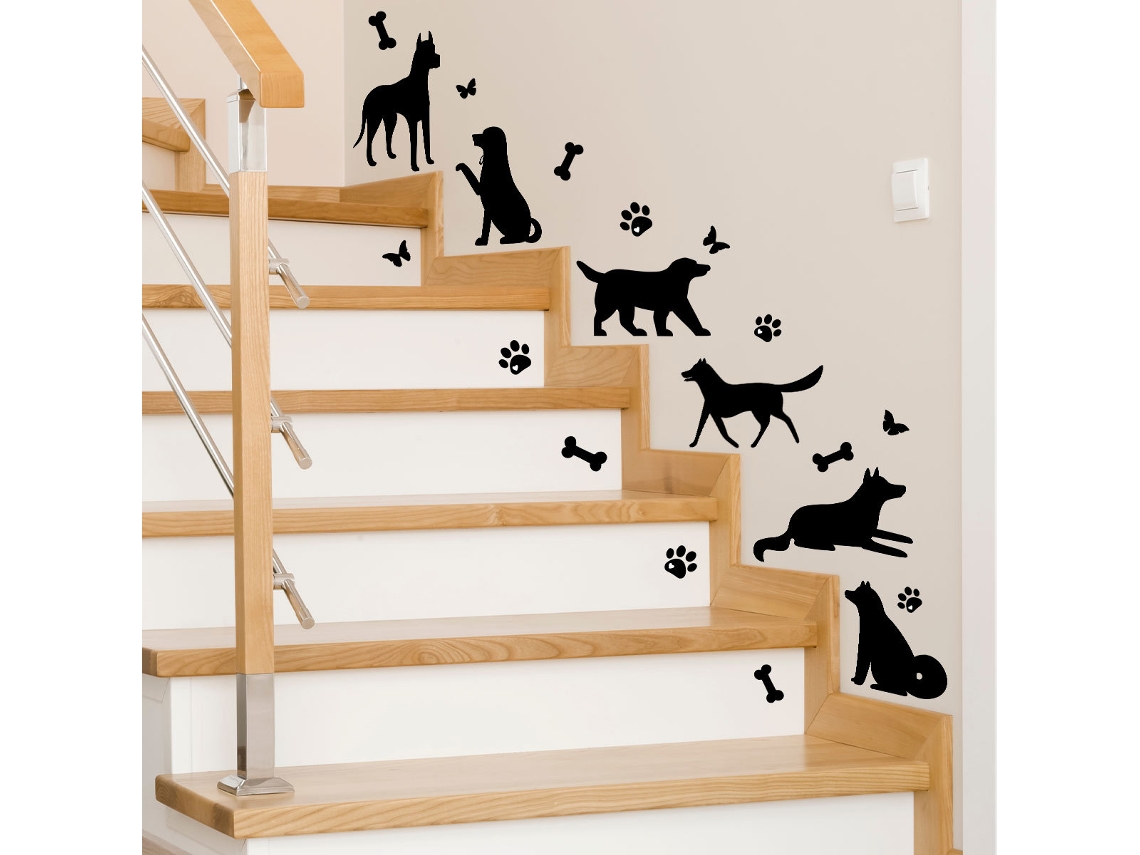 Pegadas E Ossinhos De Cachorrinho Adoráveis - Adesivos De Parede Criativos E Autoadesivos Para Sala De Estar, Quarto E Escadas.