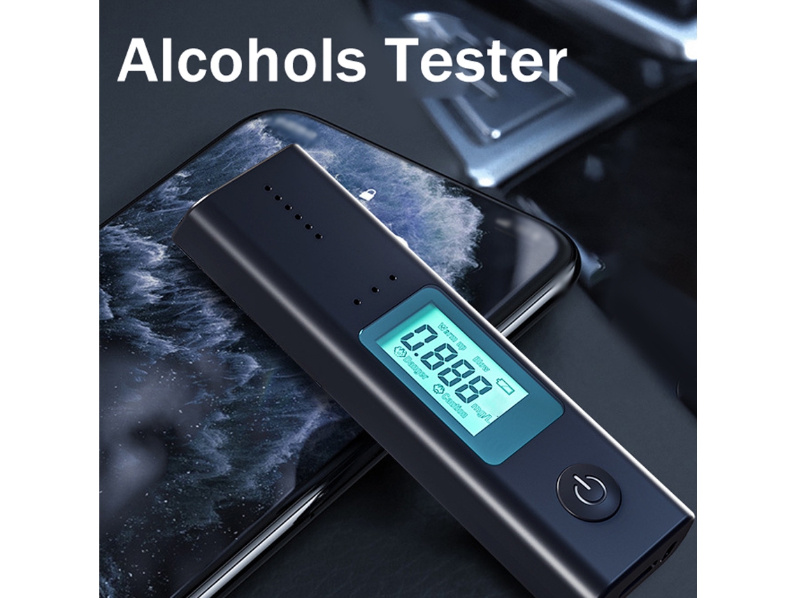 Detector de Álcool Portátil com Tela Lcd, Resposta Rápida, Display Tri color e Alerta Sonoro para Casa e Festas