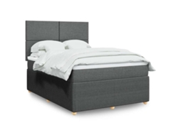 Vidaxl Cama Com Molas/colchão 160x200 Cm Tecido Cinzento-escuro