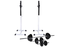 Vidaxl Suporte Barra Musculação C/ Conjunto Pesos E Barras 30,5 Kg