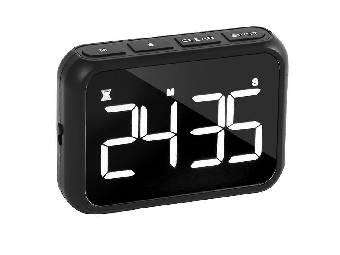Temporizador Mecánico Ruidoso para Cocina Clase Con Display Led Grande Magnético Portátil de Acero Inoxidable Y Abs 10x7x2,5cm Negro