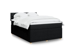 Vidaxl Cama Com Molas/colchão 140x190 Cm Tecido Preto