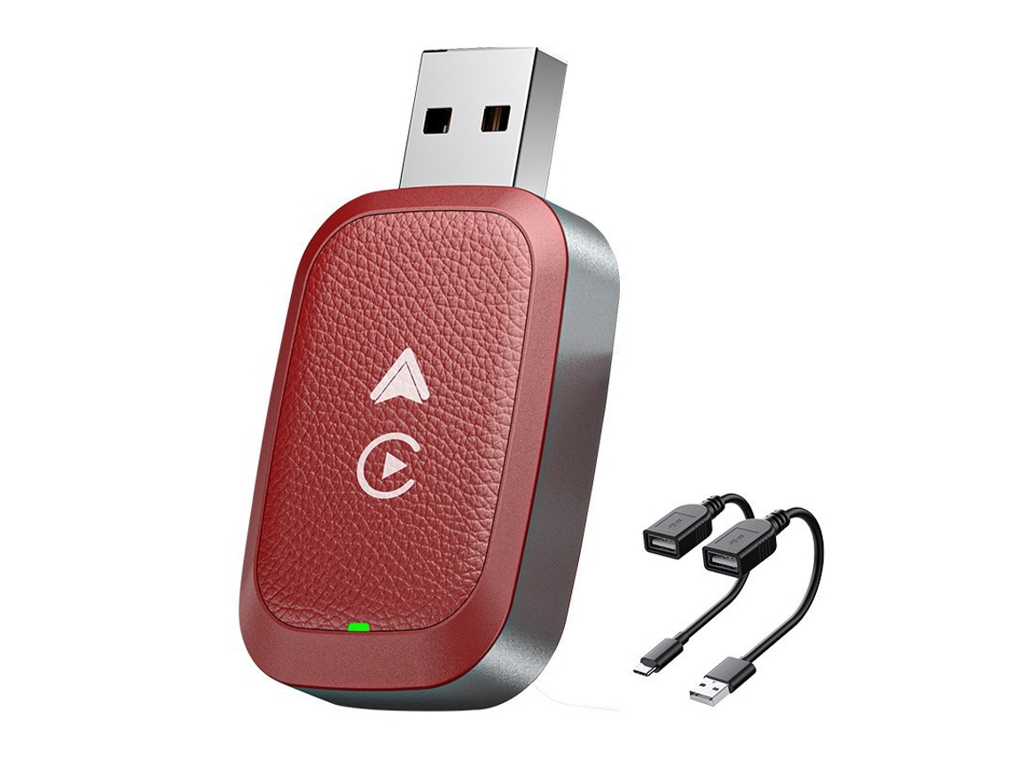 Adaptador Carplay Sem Fio, Com Cabo De Extensão Usb E Tipo C (vermelho) Eifson