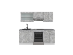 Cozinha R-Line, 200 cm sem bancada, Betão/branco, VICCO