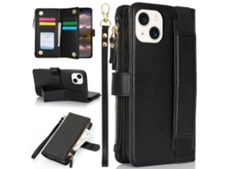 Capa Para Iphone 15 Plus Pele Sintética Preto
