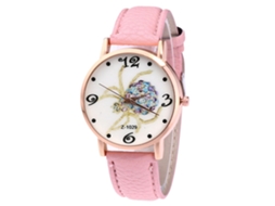 Reloj De Cuarzo Unisex Con Correa De Cuero Pu, Dial Araña, Casual Y Fashion (rosa)