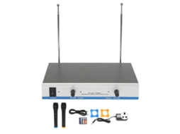 Sistema de microfone sem fio duplo S/MARCA, profissional, metálico, para karaokê, com plugue UK 100‑240v