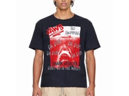 Rockinstone Jaws Movie Handwritten Navy Adult T-shirt Size:s