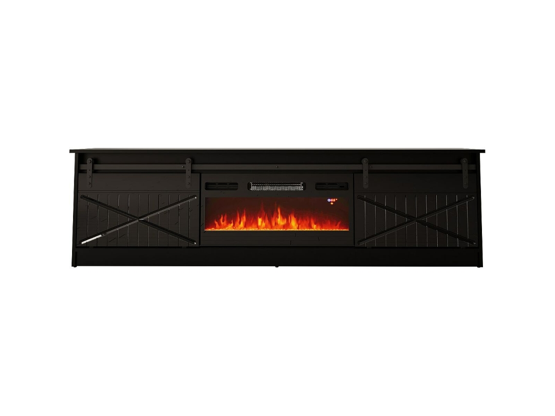 Móvel de Tv CAMA MEBLE Granerokom C/C Preto Laminado Madeira Mdf Aglomerado 200x56,7x35 cm