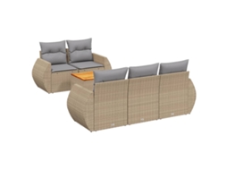 Conjunto de 6 Sofás P/ Jardim com Almofadões Vime Pe Bege MAISON EXCLUSIVE (80x200 cm)