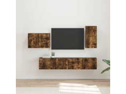 Vidaxl Conjunto de Gabinete de Parede para Tv 4 Pcs Carvalho Defumado