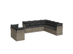 Conjunto de 9 sofás para jardim com almofadões Vime Pe Cinzento MAISON EXCLUSIVE (90x200 cm)