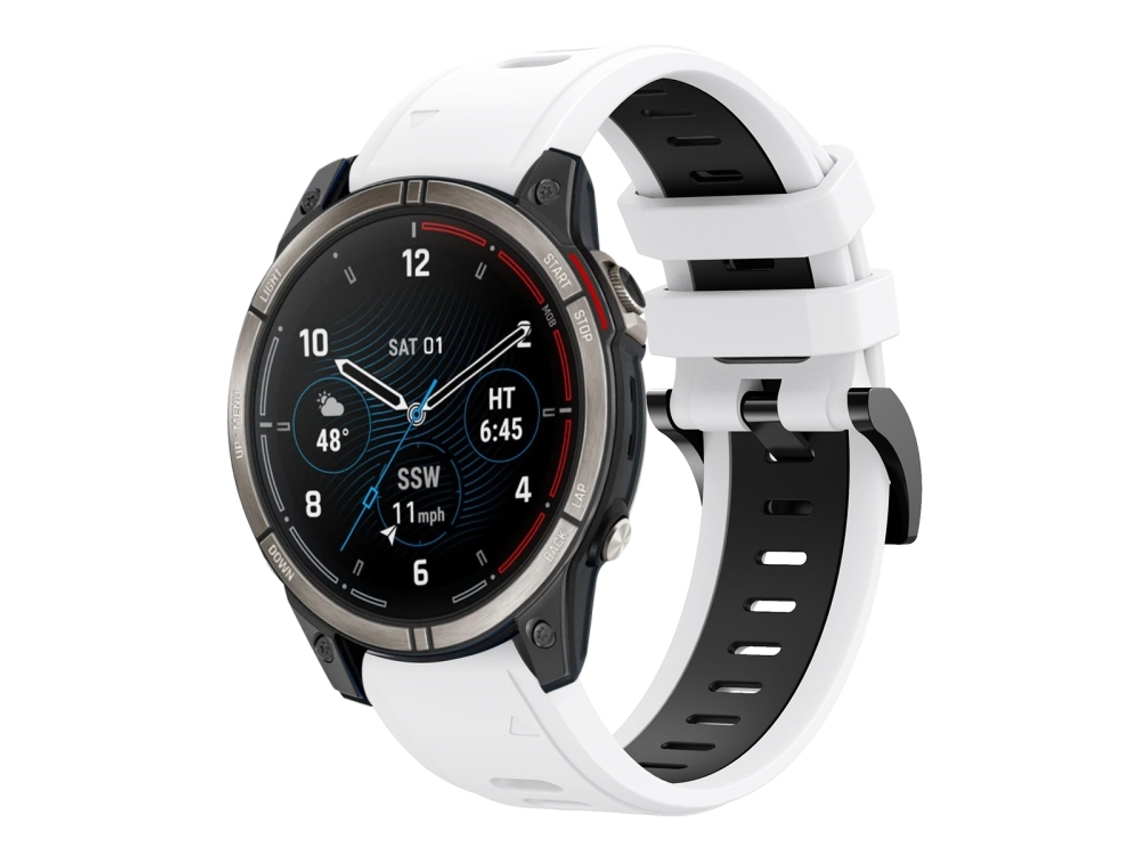 Bracelete Esportivo Silicone para Garmin Quatix 7 com duas cores Branco e Parte Traseira XIAOMOYU