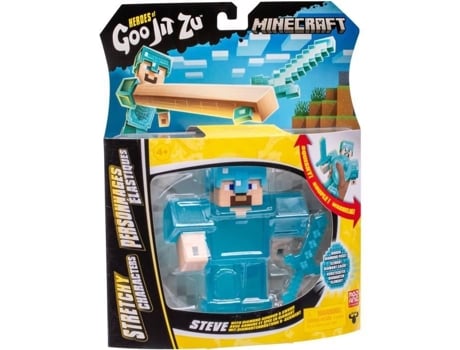 Figurine Extensível Goo Jit Zu Minecraft Steeve 11 Cm Textura Elástica Extensível 3x Heroesofgoojitzu