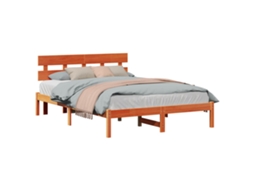 Vidaxl Estrutura Da Cama Castanho 150 X 200 Cm Madeira De Pinho Maciça