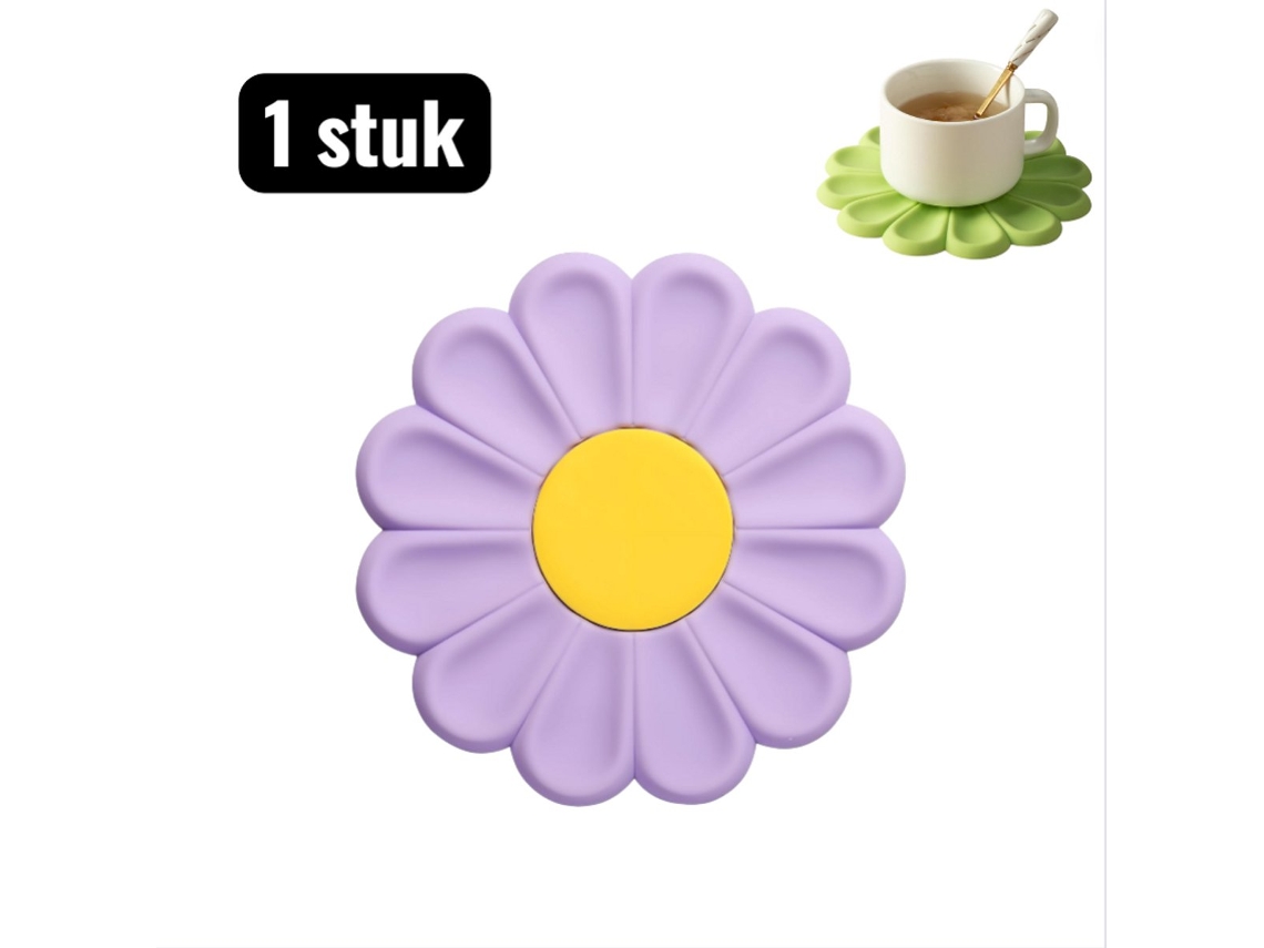 1 Descanso Para Copos E Panelas De Silicone Roxo Em Formato De Margarida, Protetor Térmico Decorativo Para Mesa
