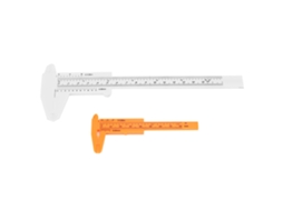 Paquímetro Vernier Mini de Plástico com Escala Dupla de 80mm/150mm, Branco