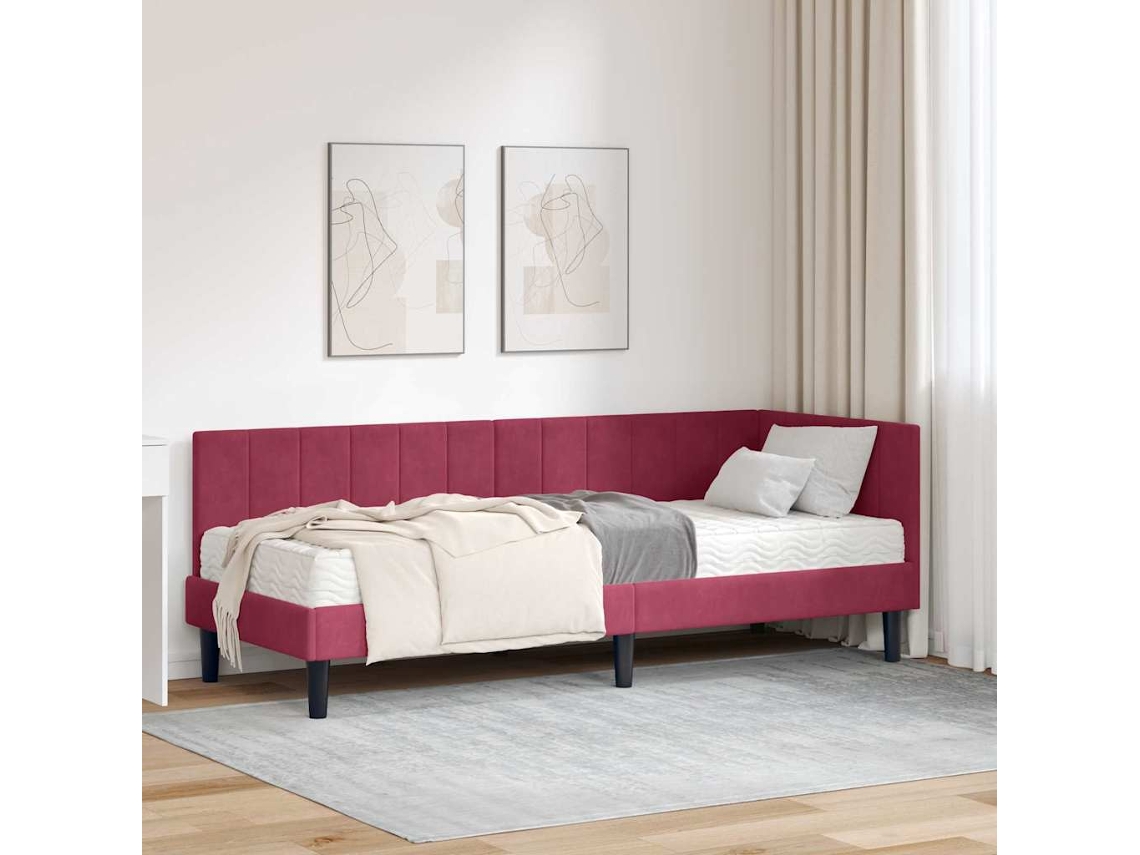 Vidaxl Estrutura De Cama De Canto Com Colchão 2 Unid. Verde Veludo