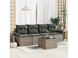 Vidaxl Conjunto De Sofás 5 Unid. Cinzeto Vime Pe