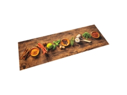 Vidaxl Tapete De Cozinha Lavável 45x150 Cm Veludo Padrão Especiarias