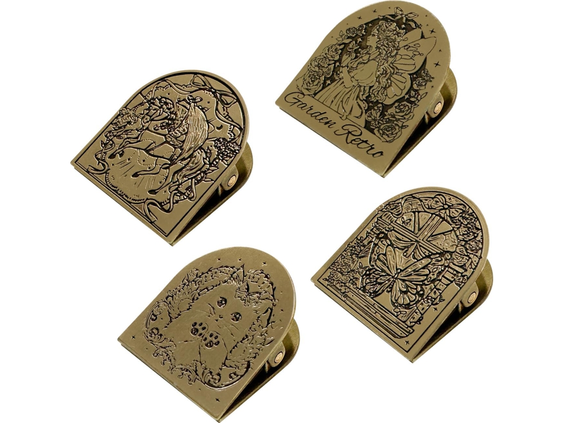 Conjunto De 4 Prendedores Livros Clássicos Em Metal Cor Latão, Prendedores Charmosos Agendas, Diários, Documentos