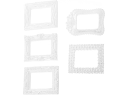 Conjunto 5 Miniaturas Molduras Fotográficas Resina Branca Vintage Adereços Fotográficos Exclusivos Altamente GOKOCO