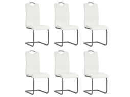 Vidaxl Cadeiras De Jantar Cantilever 6 Pcs Couro Artificial Branco