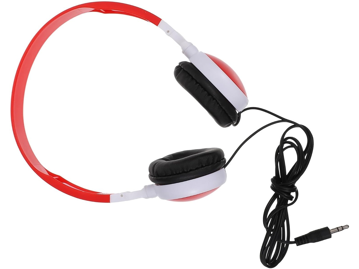Totority Casque Audio Couleur Rouge Écouteurs Stéréo Légers Flexível Compatível Telefone E Ordinateur Cabo 1,