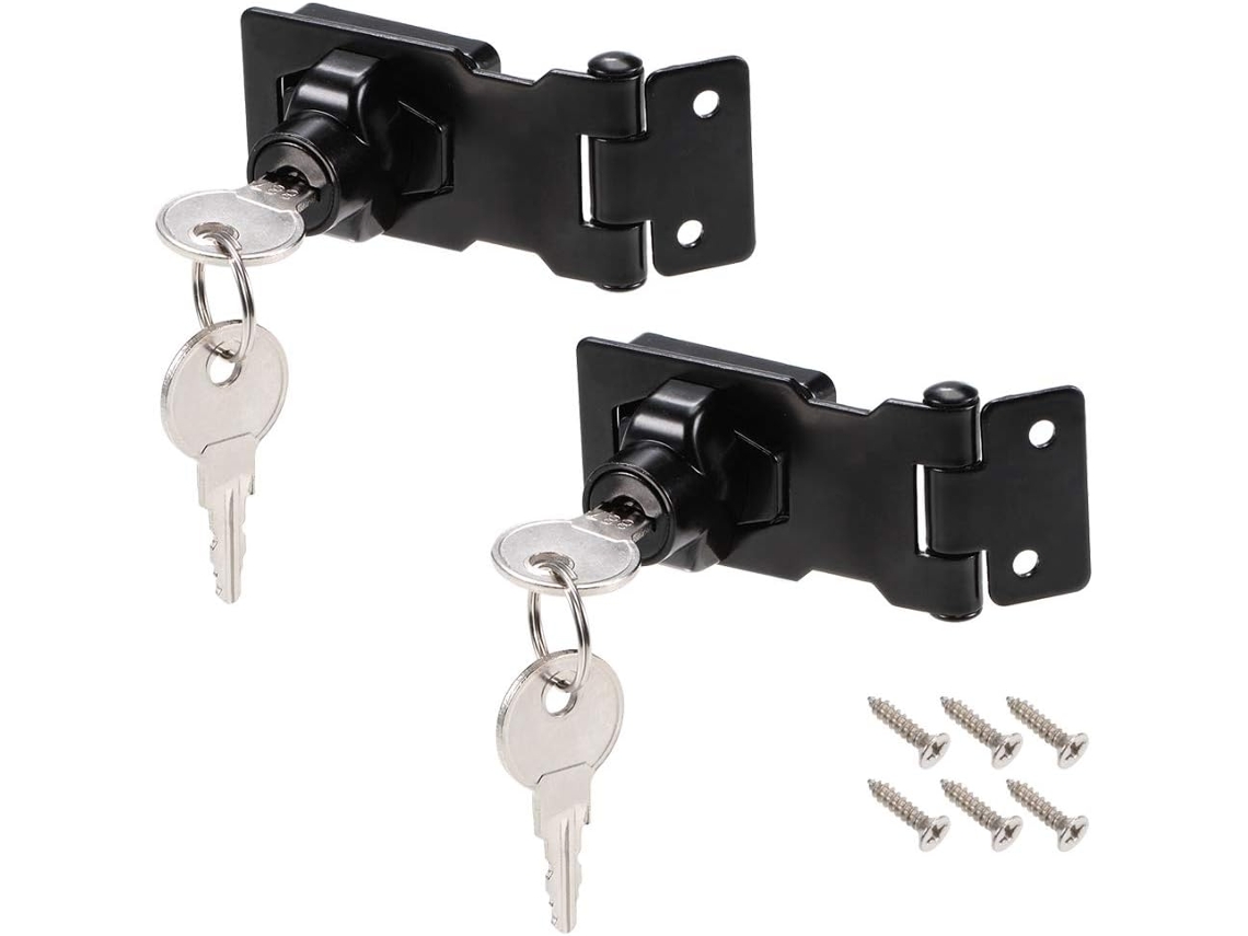 Conjunto de 2 Cilindros Fechadura com Cunha Chave, Liga Zinco, Botão Giratório, Parafusos em W, 7,6 CHABERLU