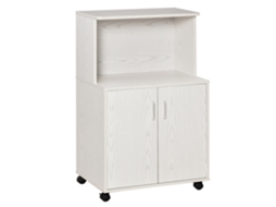 Armário De Cozinha Multifuncional Com Rodízios, Armário E Prateleira Para Micro-ondas, Aparador Alto Em Aglomerado, 60,4 X 40,3 X 97 Cm, Branco