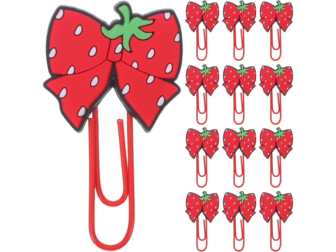Healeved 30 Clipes de Papel em PVC no Formato Laço, Marcadores de Página Kawaii para Estudantes, Material Escolar Divertido