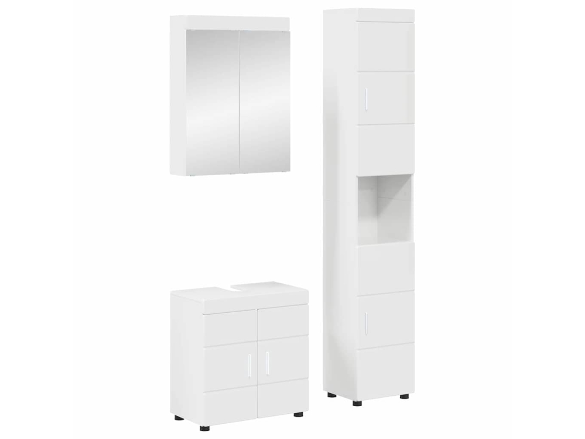 Vidaxl Conjunto De Móveis Para Banheiro Tulum 3 Pcs Branco Brilhante