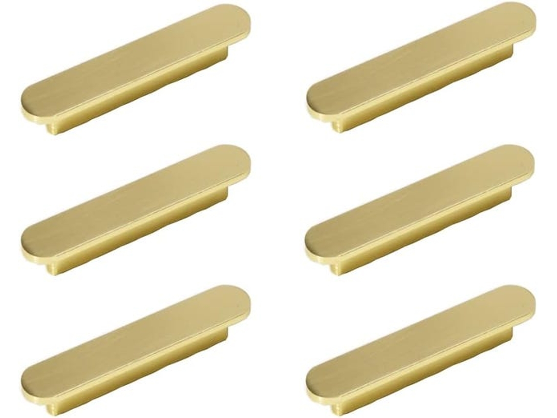 Conjunto de 6 puxadores dourados para armário de cozinha, latão escovado, 96 mm X001