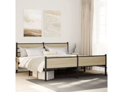 Vidaxl Estrutura De Cama Sem Colchão 183x213cm Metal Carvalho Sonoma