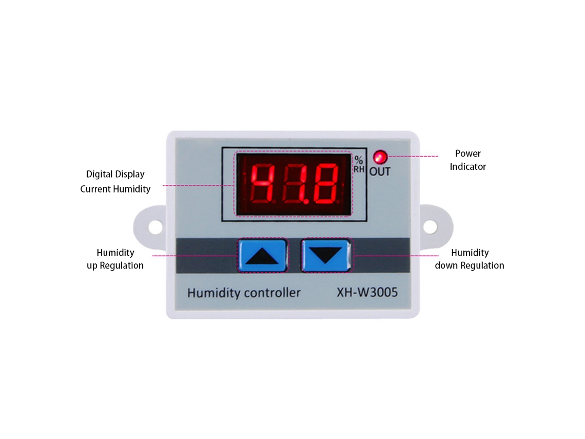 Controlador Digital de Umidade Xh w3005 Hygrometer Detector Monitor Alta Precisão com Display Claro