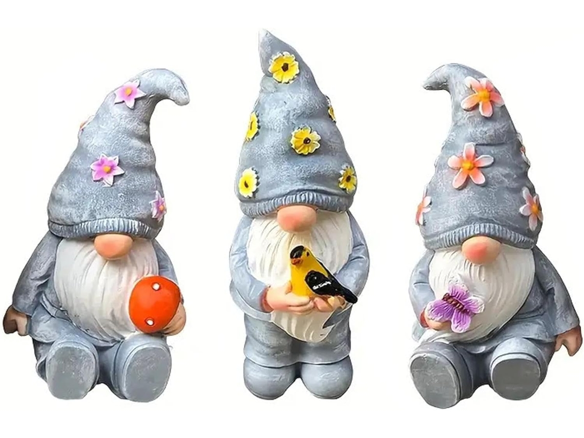 Miniaturas de Gnomos, Estátuas de Anões para Jardim, Ornamentos para Criar um Ambiente Agradável, 3 Gnomos Engraçados CHABERLU