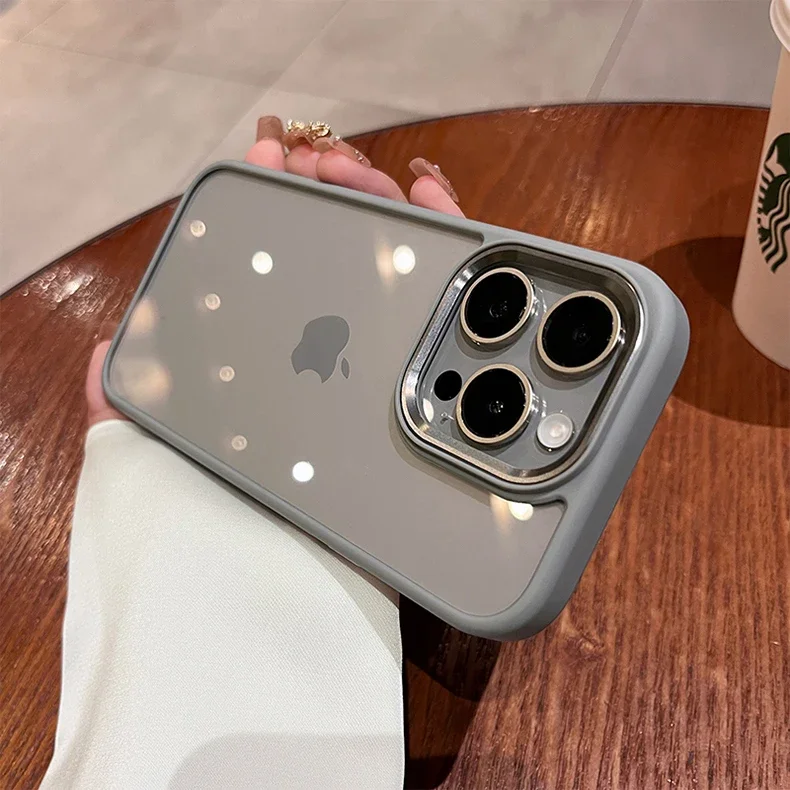 Capa Transparente À Prova De Choque Para Iphone 17 (cinza), Com Moldura Macia E Câmera De Metal.